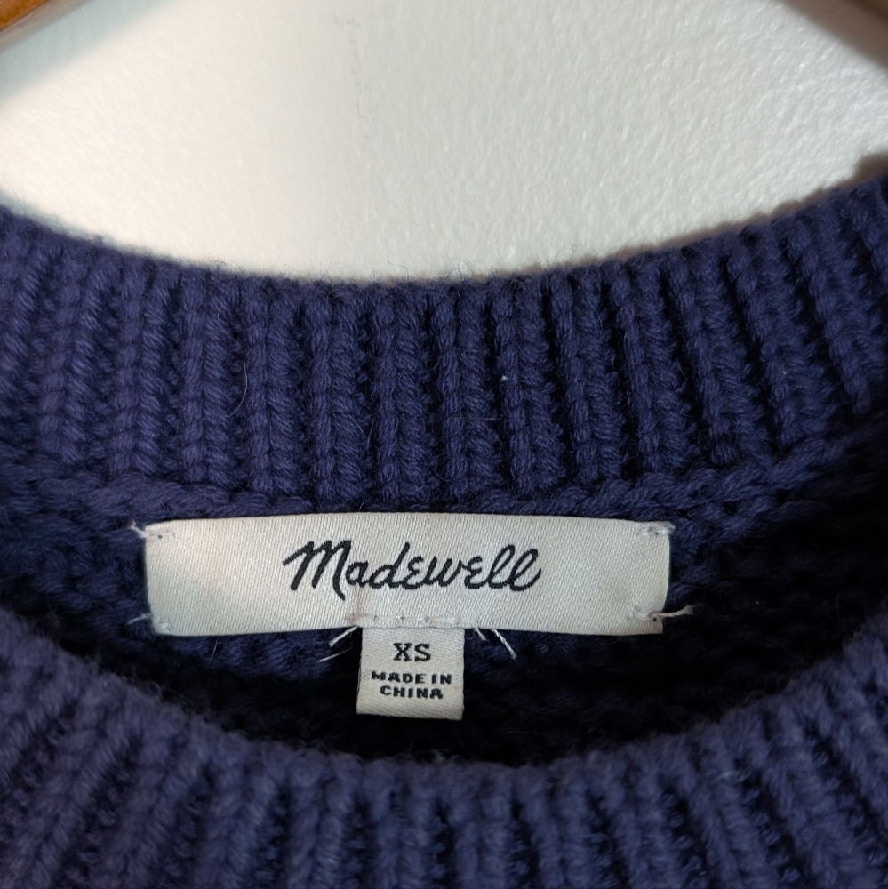 Madewell Crochet Open Knit Fresh Blueberry Blue Sweater Vest Size XS - Picture 5 of 8